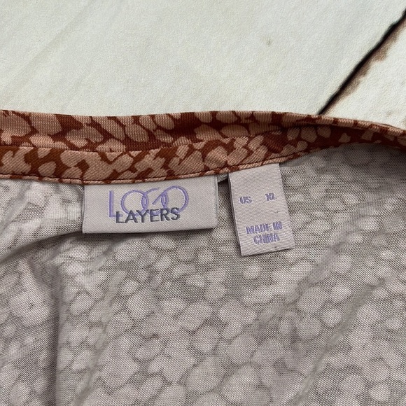 LOGO Layers XL Tank Top Loose Fit Cream/Brown Design - Picture 7 of 7